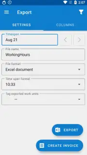 WorkingHours — Time Tracking captura 3