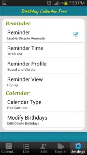 Birthday Calendar Free captura 6